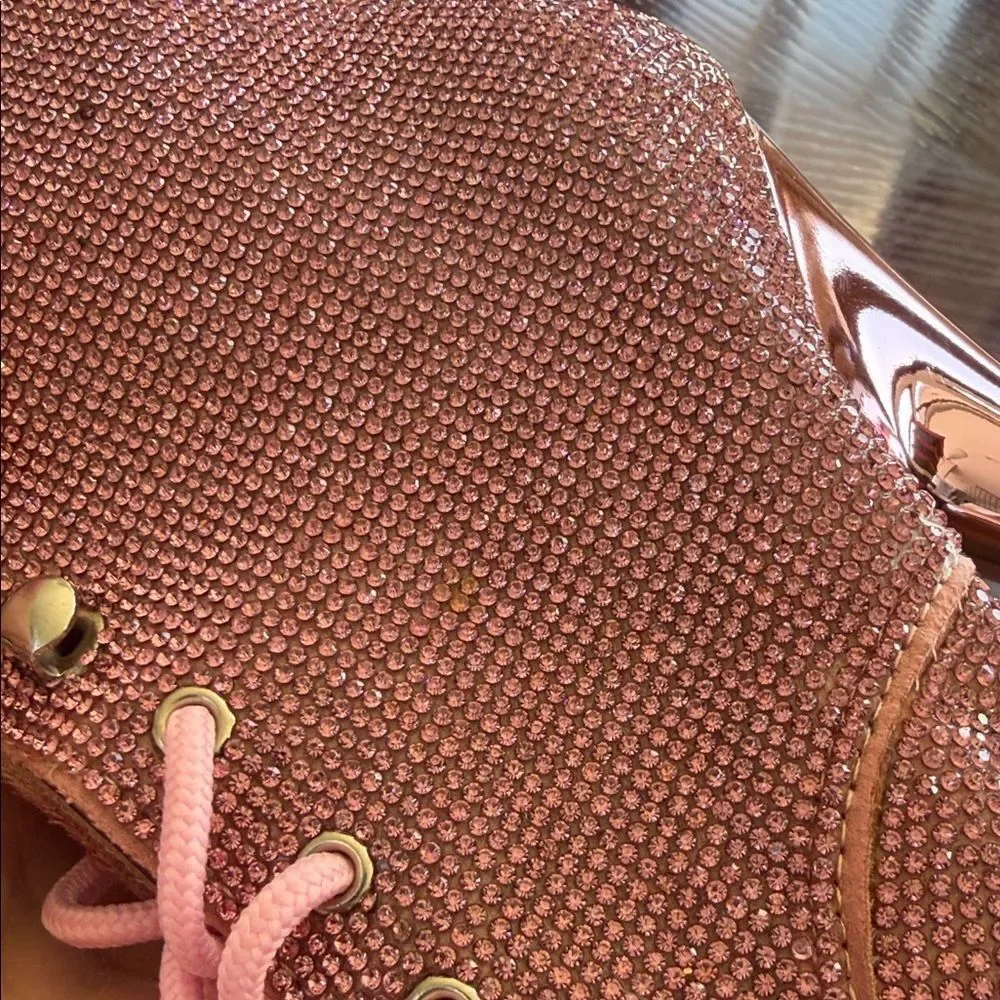 New Glitter Pink Crystal Platform lace Boots - Picture 5 of 6